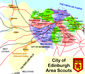 map of Edinburgh showing scout
          districts